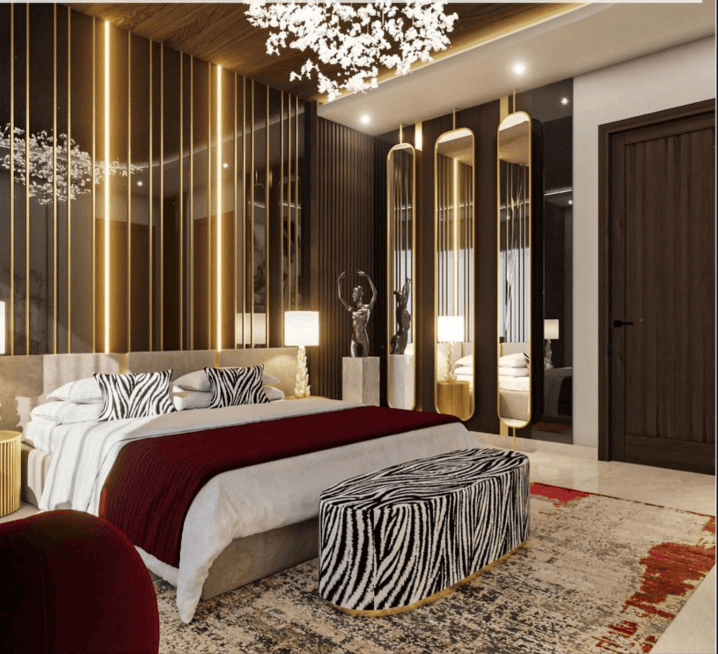 Mahesh Manglani Residence — Suite III earthy noir and bronze bedroom