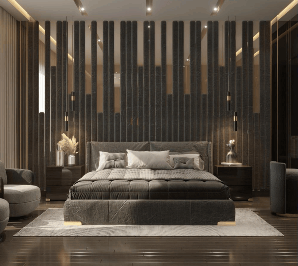Mahesh Manglani Residence — Suite IV en-suite brass smart mirror vanity