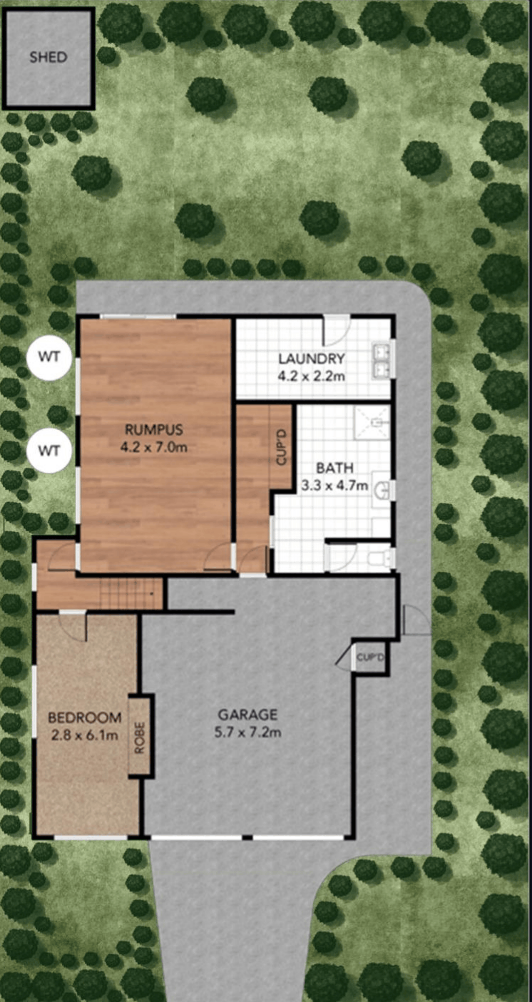 Monochromatic commercial suite model with circulation paths